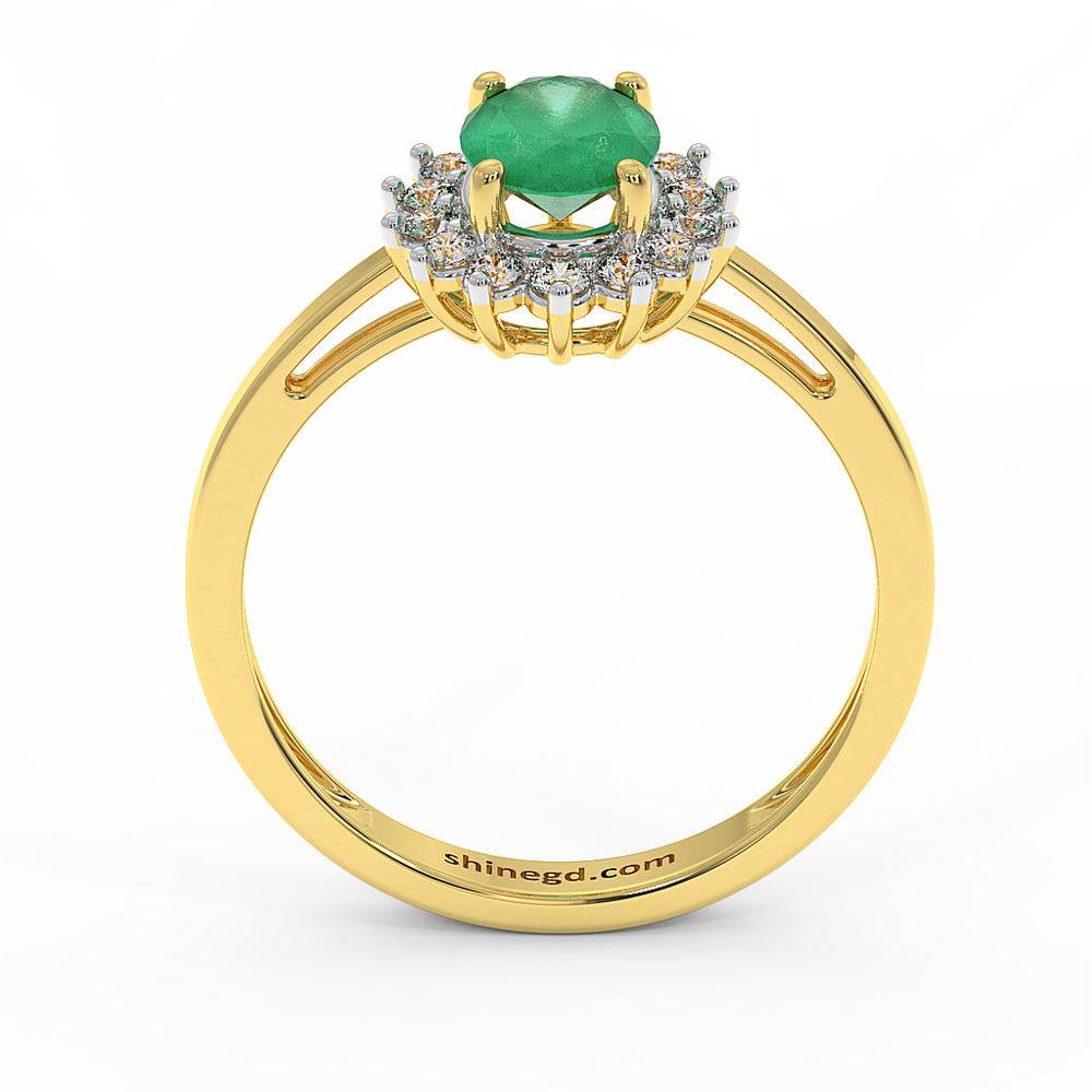 18K Gold Diamond Emerald Ring