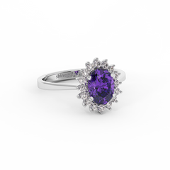 18K Gold Diamond Amethyst Ring