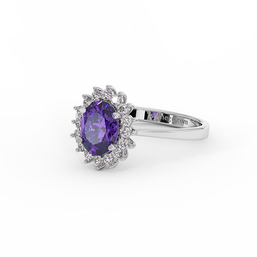 18K Gold Diamond Amethyst Ring