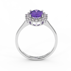 18K Gold Diamond Amethyst Ring