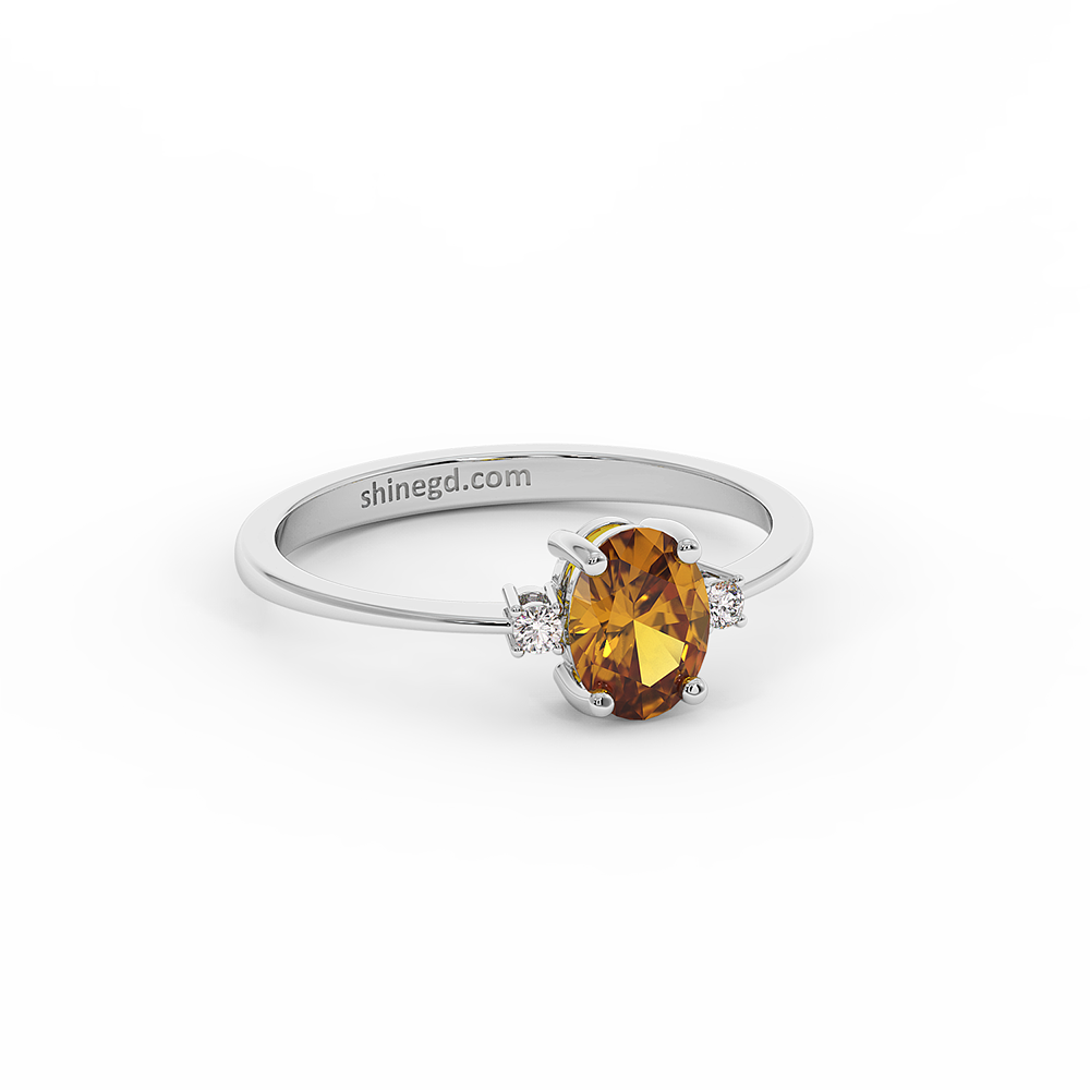 18K Gold Diamond Citrine Ring