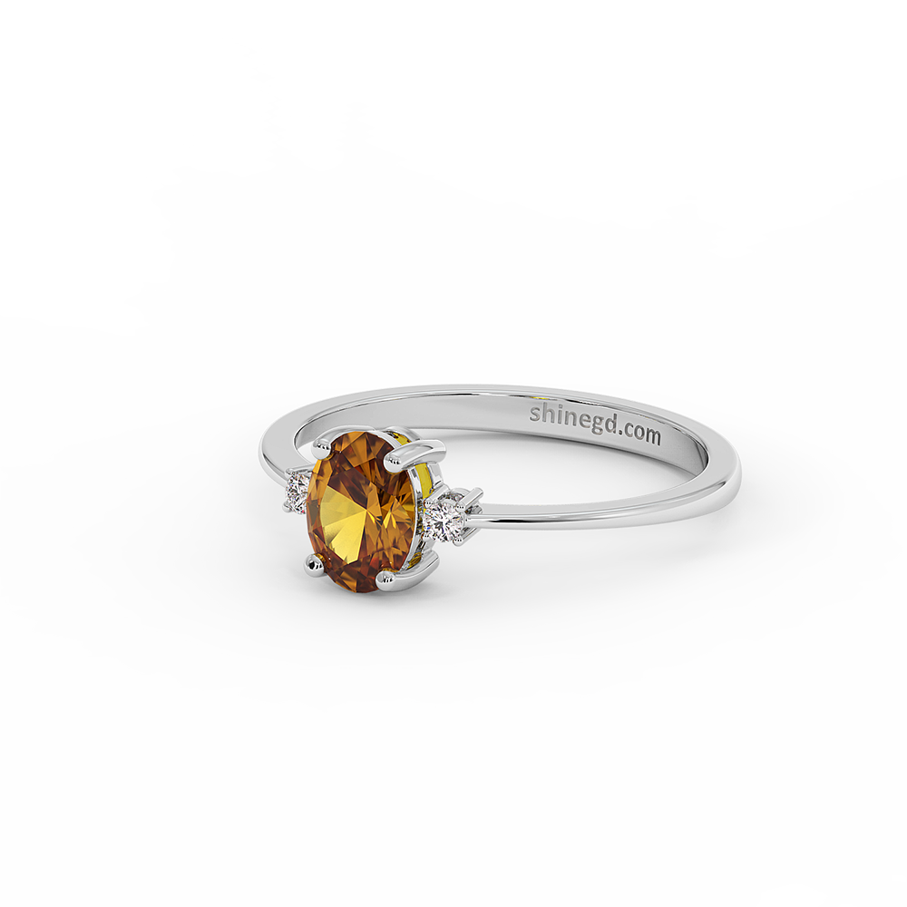 18K Gold Diamond Citrine Ring