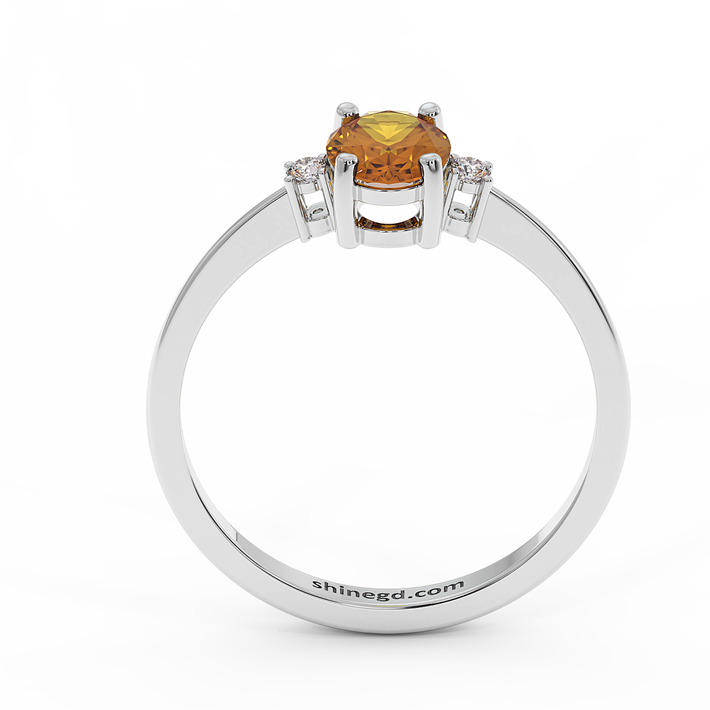 18K Gold Oval Citrine Diamond Ring