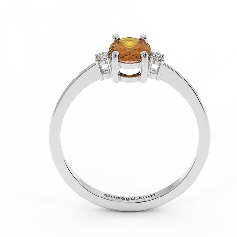 18K Gold Diamond Citrine Ring