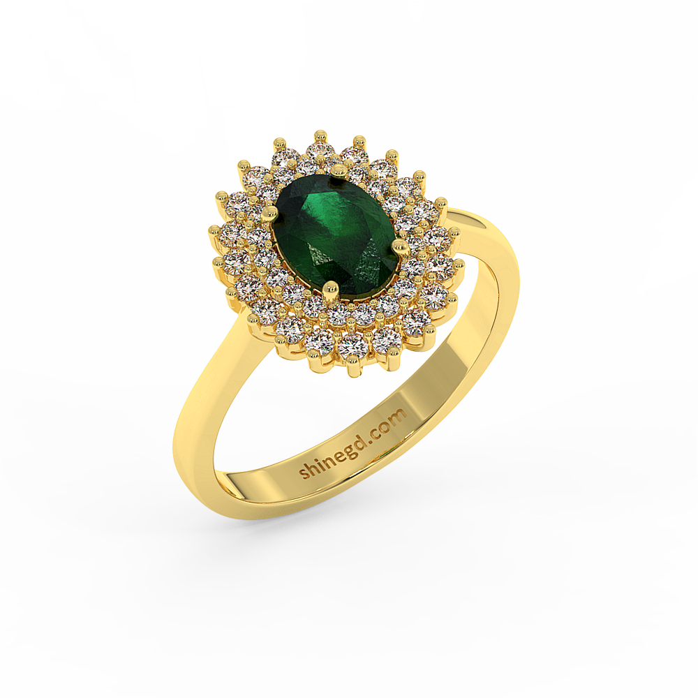 18K Gold Diamond Emerald Ring