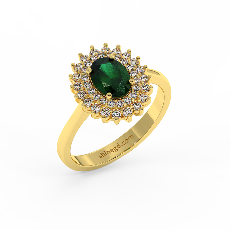 18K Gold Diamond Emerald Ring