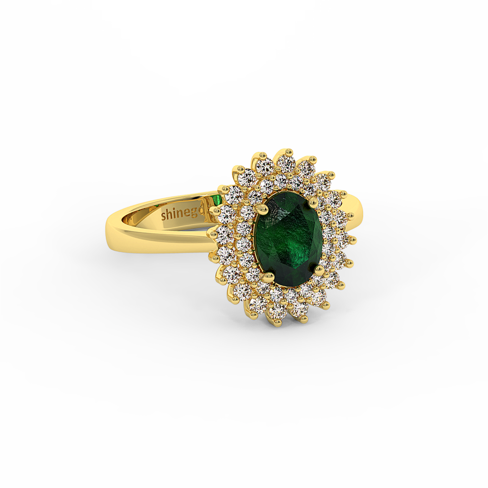 18K Gold Diamond Emerald Ring