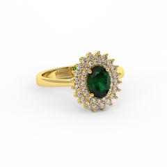 18K Gold Diamond Emerald Ring