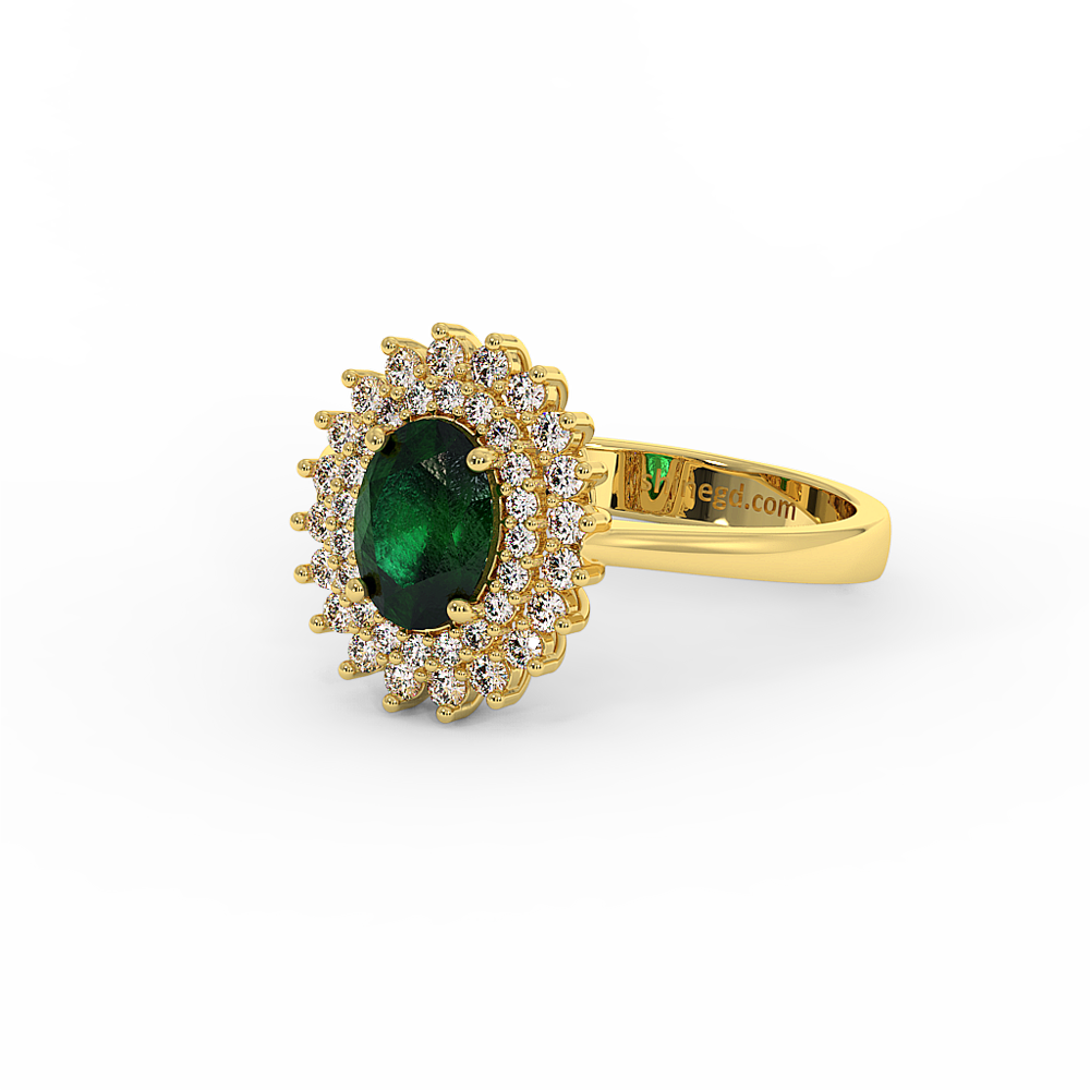 18K Gold Diamond Emerald Ring