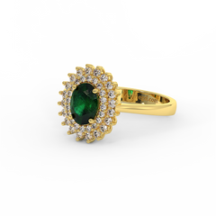 18K Gold Diamond Emerald Ring