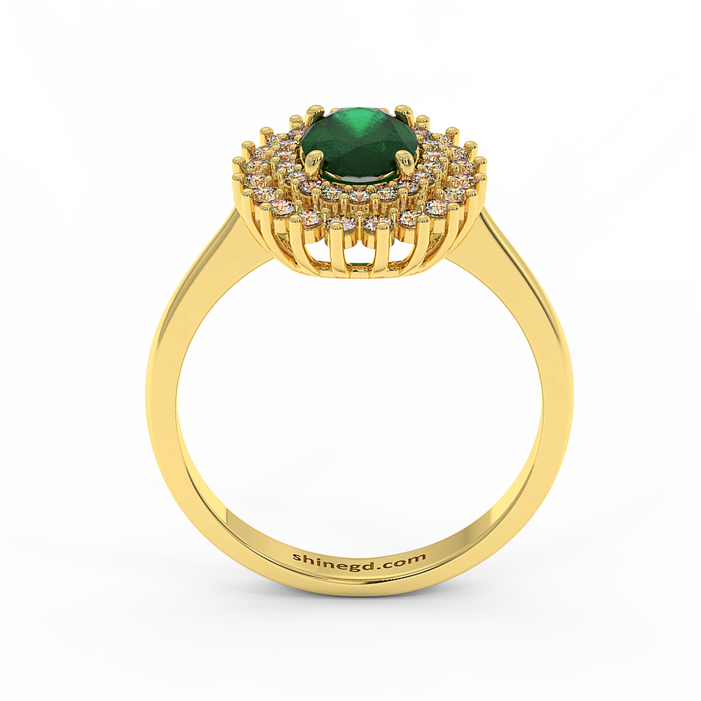 18K Gold Diamond Emerald Ring