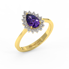 18K Gold Diamond Amethyst Ring