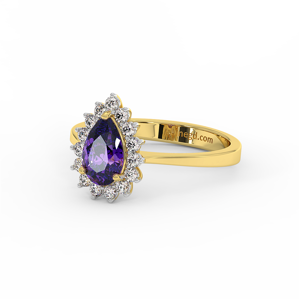 18K Gold Diamond Amethyst Ring