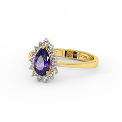 18K Gold Diamond Amethyst Ring