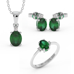 18K Gold Diamond Emerald Set