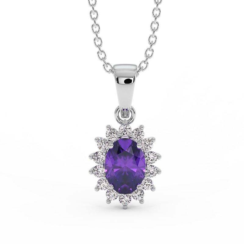 18K Gold Diamond Amethyst Set