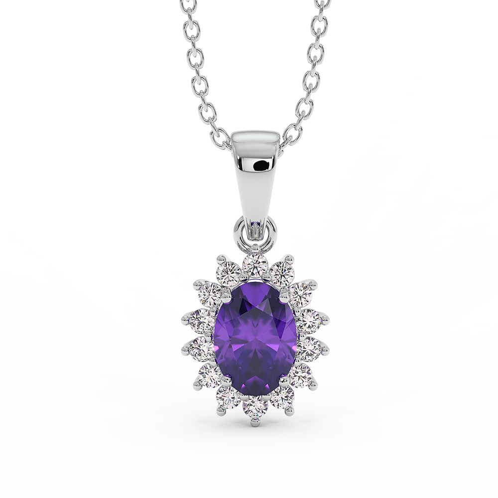 18K Gold Diamond Amethyst Set