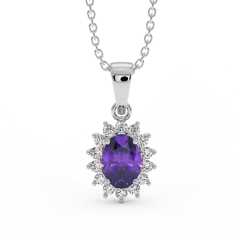 18K Gold Diamond Amethyst Set