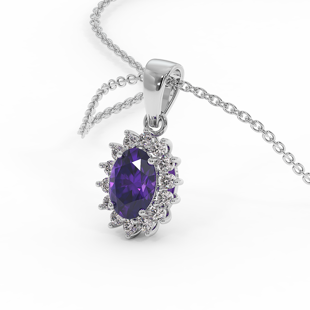 18K Gold Diamond Amethyst Set