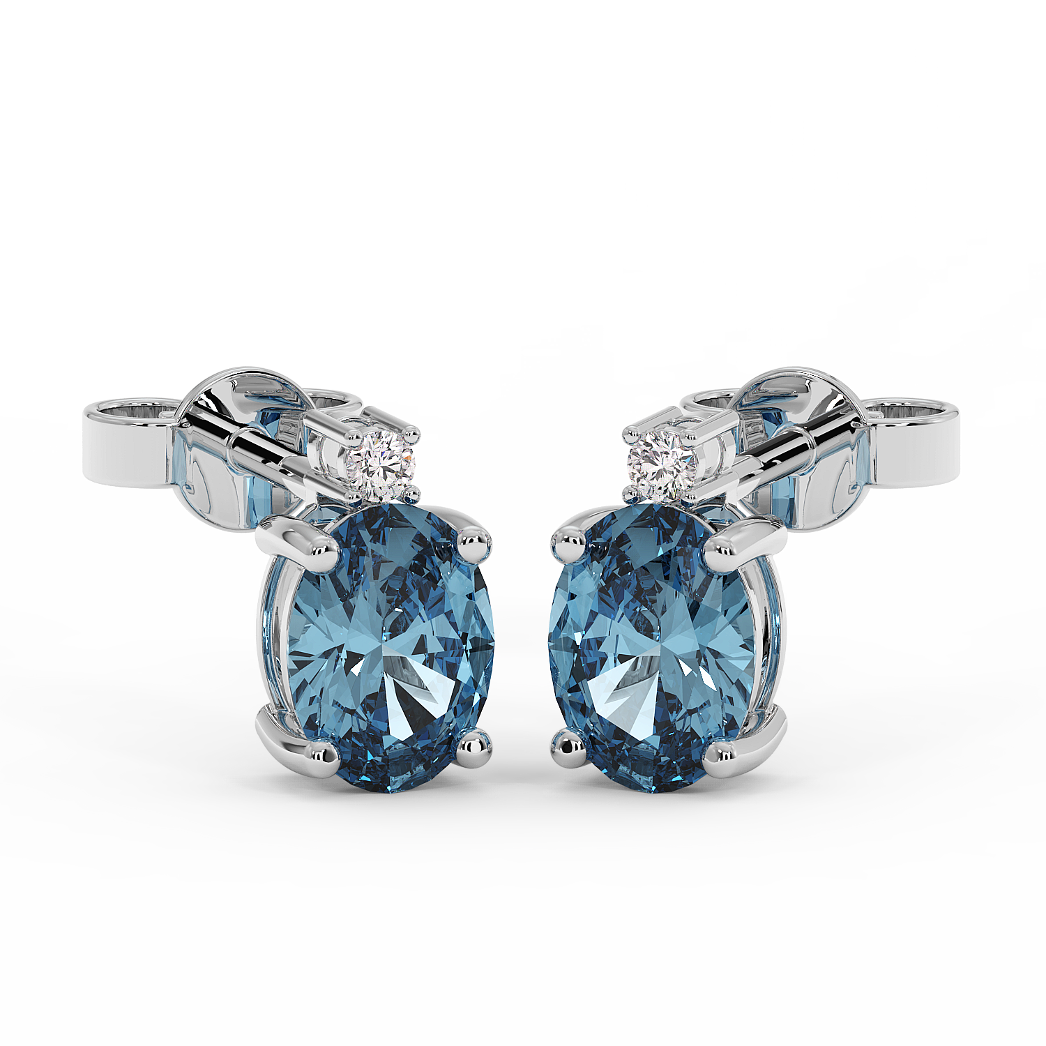 18K Gold Diamond Aquamarine Set