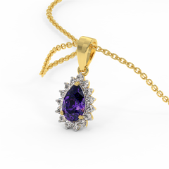 18K Gold Diamond Amethyst Set