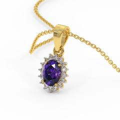 18K Gold Diamond Amethyst Set