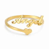 Personalized Open Name Ring with Heart