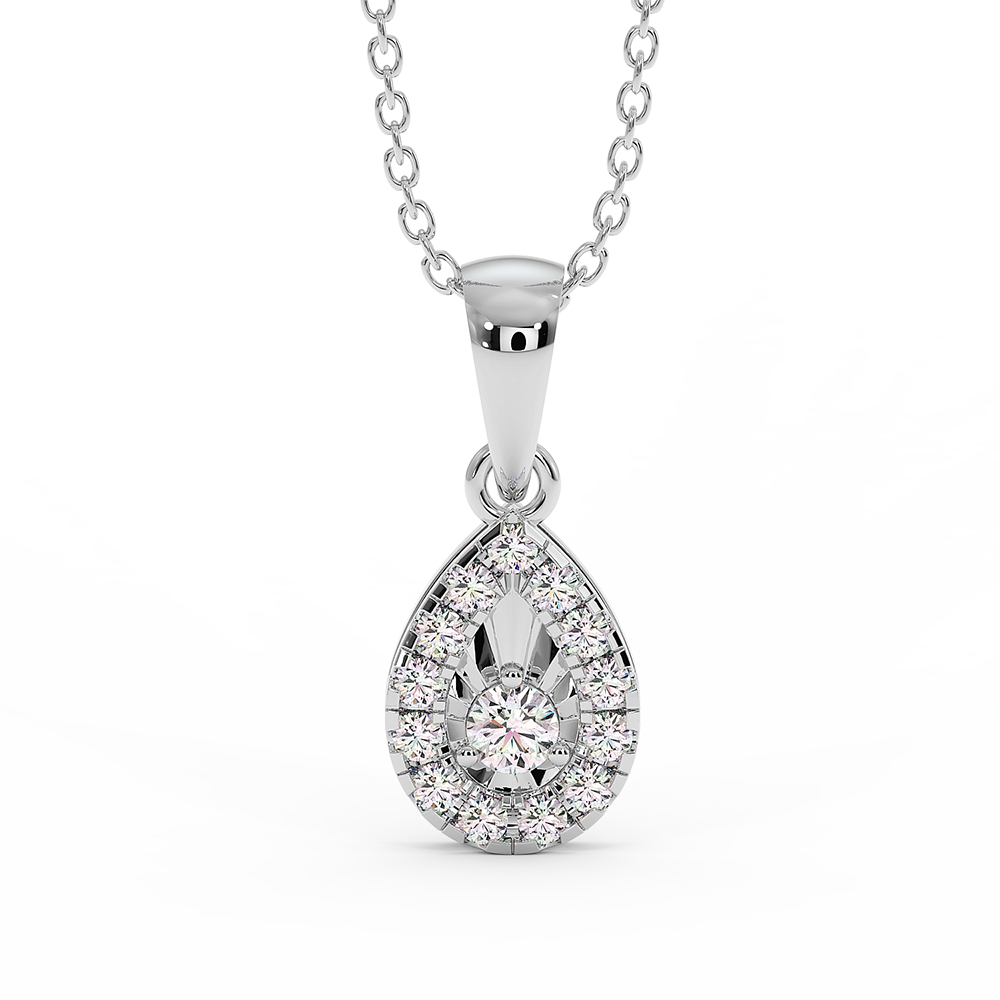 18K Gold Round Diamond Pendant