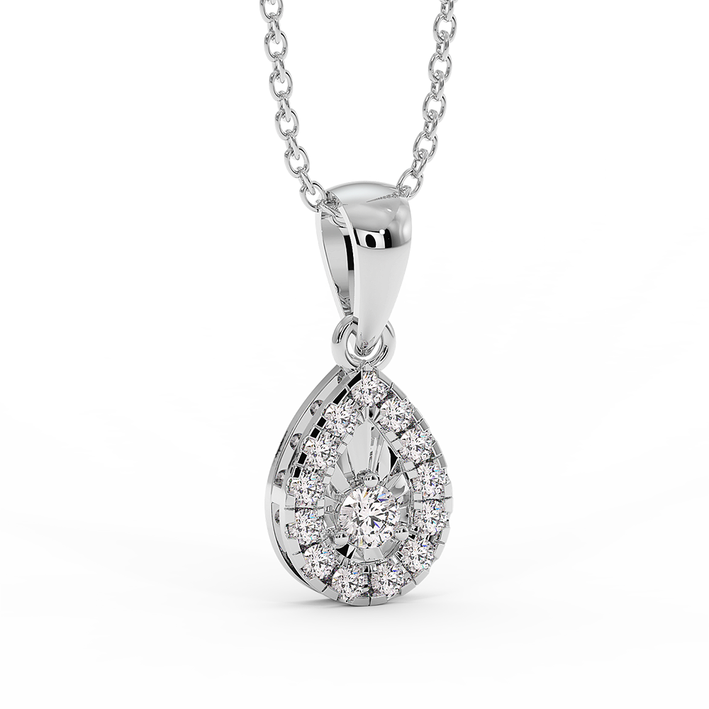18K Gold Round Diamond Pendant