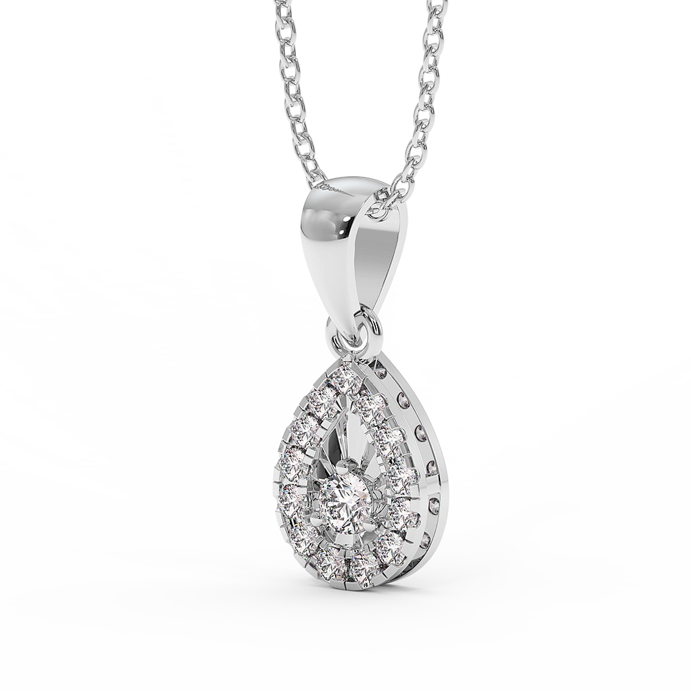 18K Gold Round Diamond Pendant