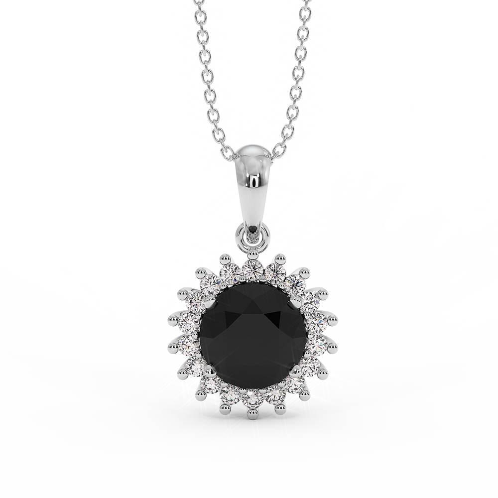18K Gold Black & White Diamond Pendant