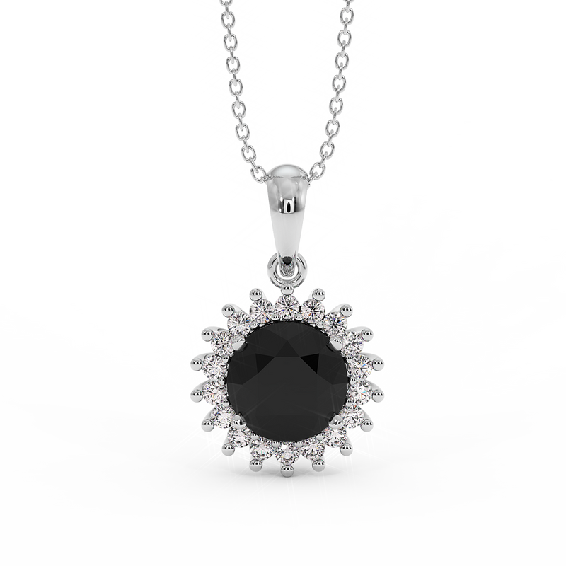 18K Gold Black & White Diamond Pendant