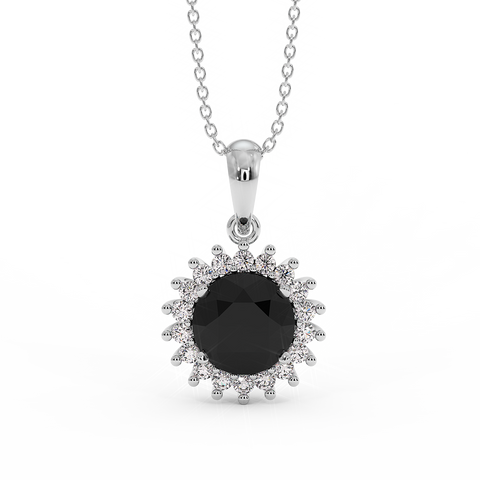 18K Gold Black & White Diamond Pendant