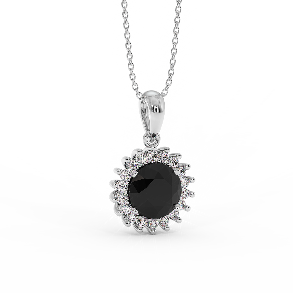 18K Gold Black & White Diamond Pendant