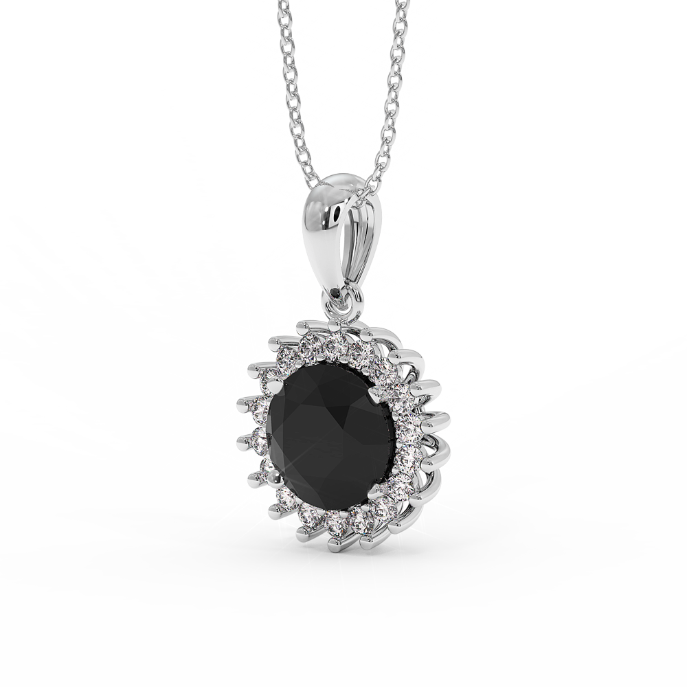 18K Gold Black & White Diamond Pendant