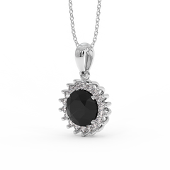 18K Gold Black & White Diamond Pendant