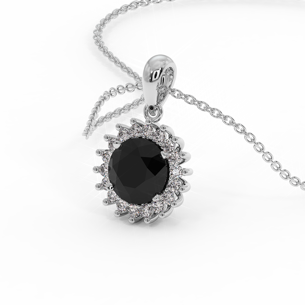 18K Gold Black & White Diamond Pendant