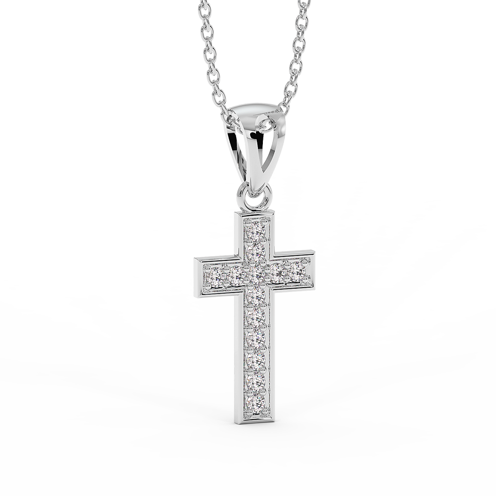 18K Gold Diamond Cross Pendant