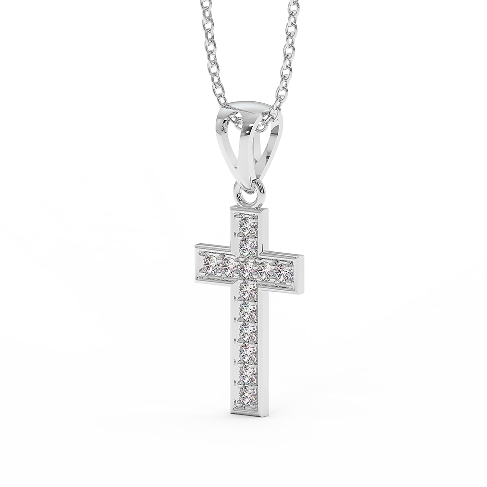 18K Gold Diamond Cross Pendant