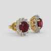 18K Gold Diamond Ruby Earrings