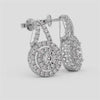 18K Halo Diamond Drop Earrings