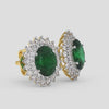 18K Gold Diamond Emerald Earrings