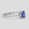18K Gold Oval Blue Sapphire Diamond Solitaire Ring