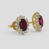 18K Gold Diamond Ruby Earrings