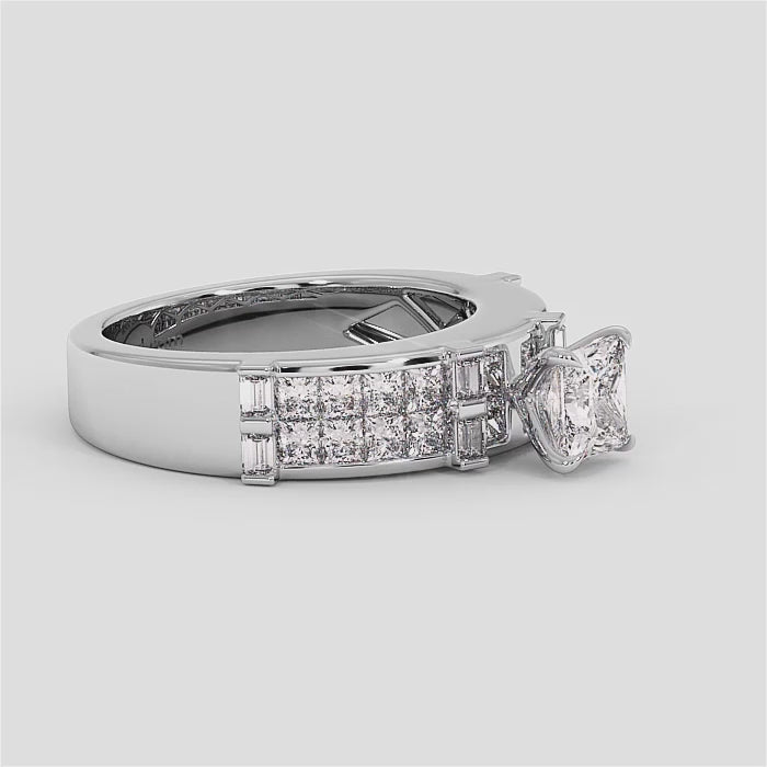 18K Gold Princess Cut Solitaire Diamond Ring