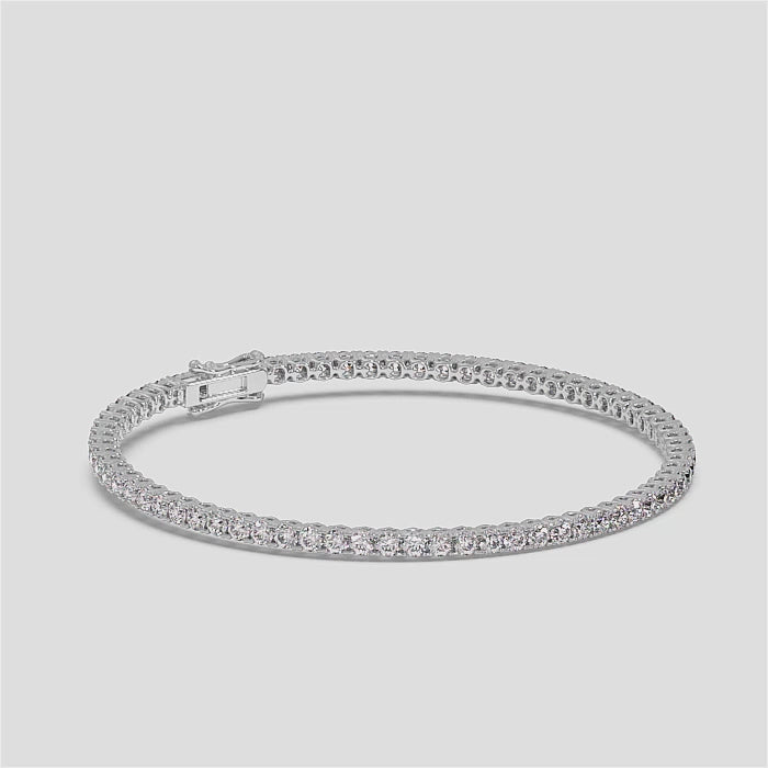 18K Gold Diamond Tennis Bracelet – Classic Round Setting