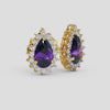 18K Gold Diamond Amethyst Earrings