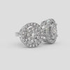 18K Gold Halo Cluster Diamond Stud Earrings
