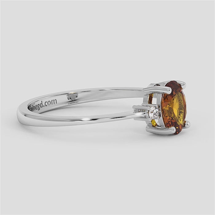 18K Gold Oval Citrine Diamond Ring
