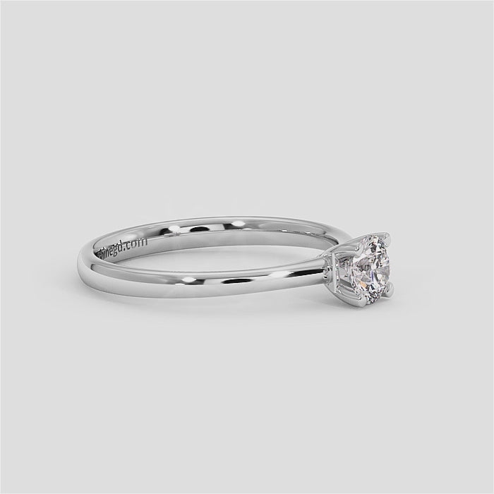 18K Gold Classic Round Solitaire Diamond Ring